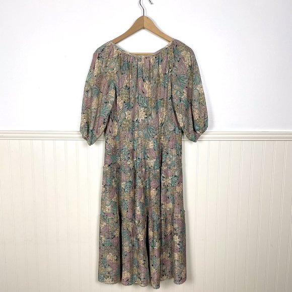 Vintage 70s peasant prairie dress - floral midi boho cottagecore  - M - Picture 6 of 10